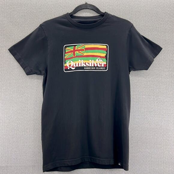 Quicksilver Hawaiian Islands Women’s‎ Black 100% Cotton Surfing Waves T-Shirt SP - Picture 1 of 7